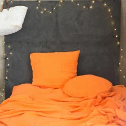 Bed and Philosophy Couvertures^Parure de lit en lin lavé 1 place terracotta 140x200 cm