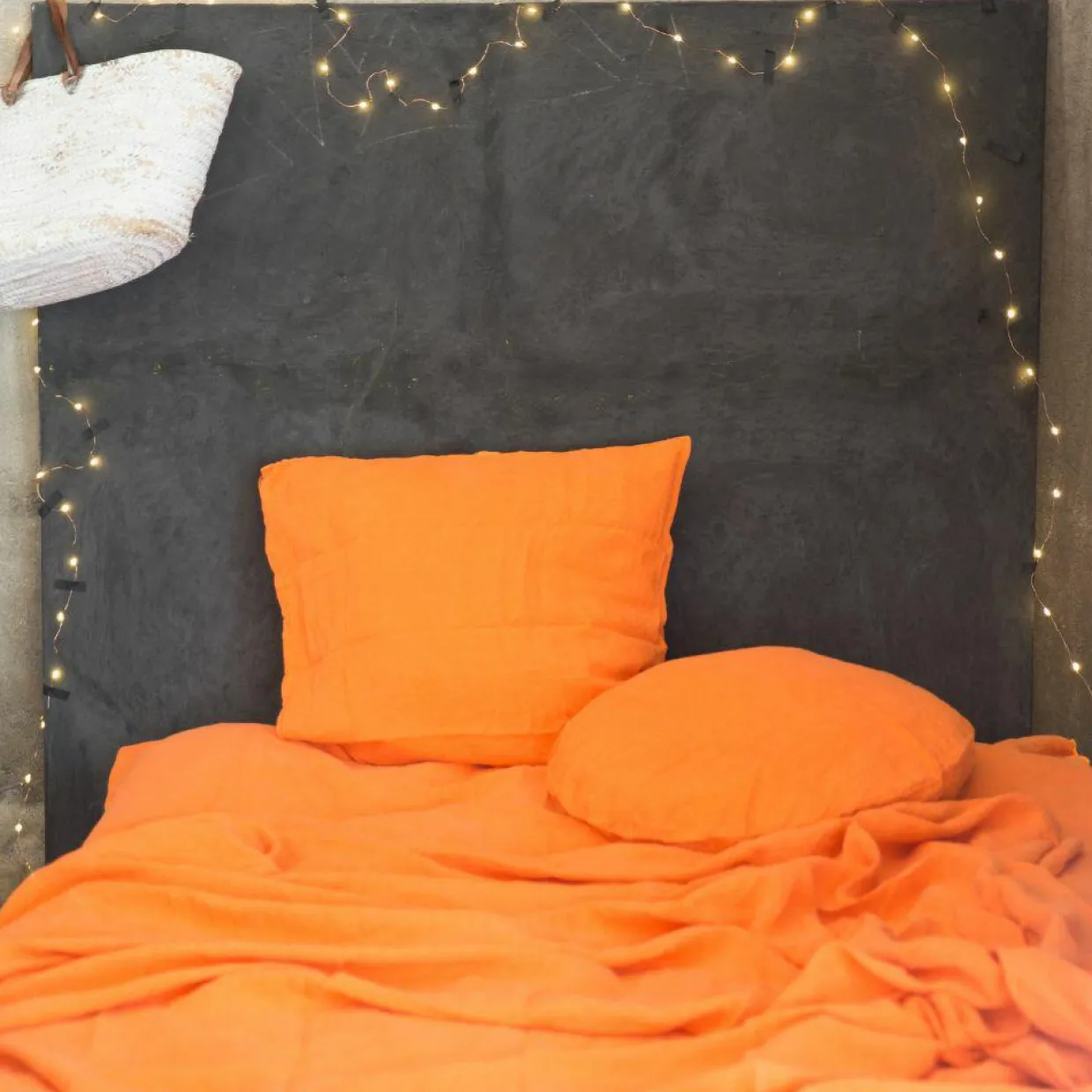 Bed and Philosophy Couvertures^Parure de lit en lin lavé 1 place terracotta 140x200 cm