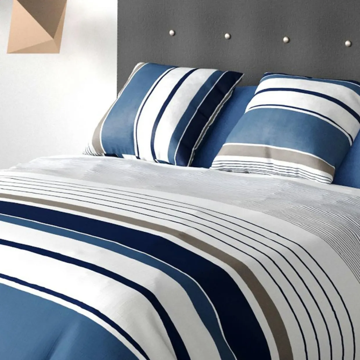 Parure Housse de Couette 3pcs 100%coton 57fils belize-Atelier du Coton Outlet