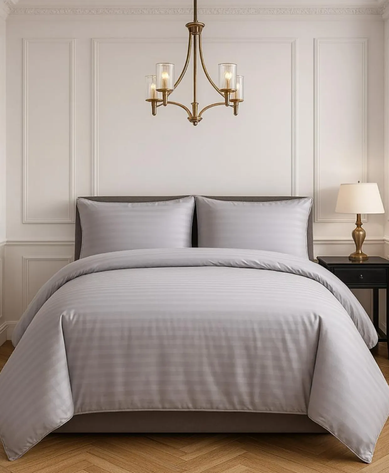 Home Collection Linge De Lit, Ensembles^Parure housse de couette 100% Satin de Coton gris clair
