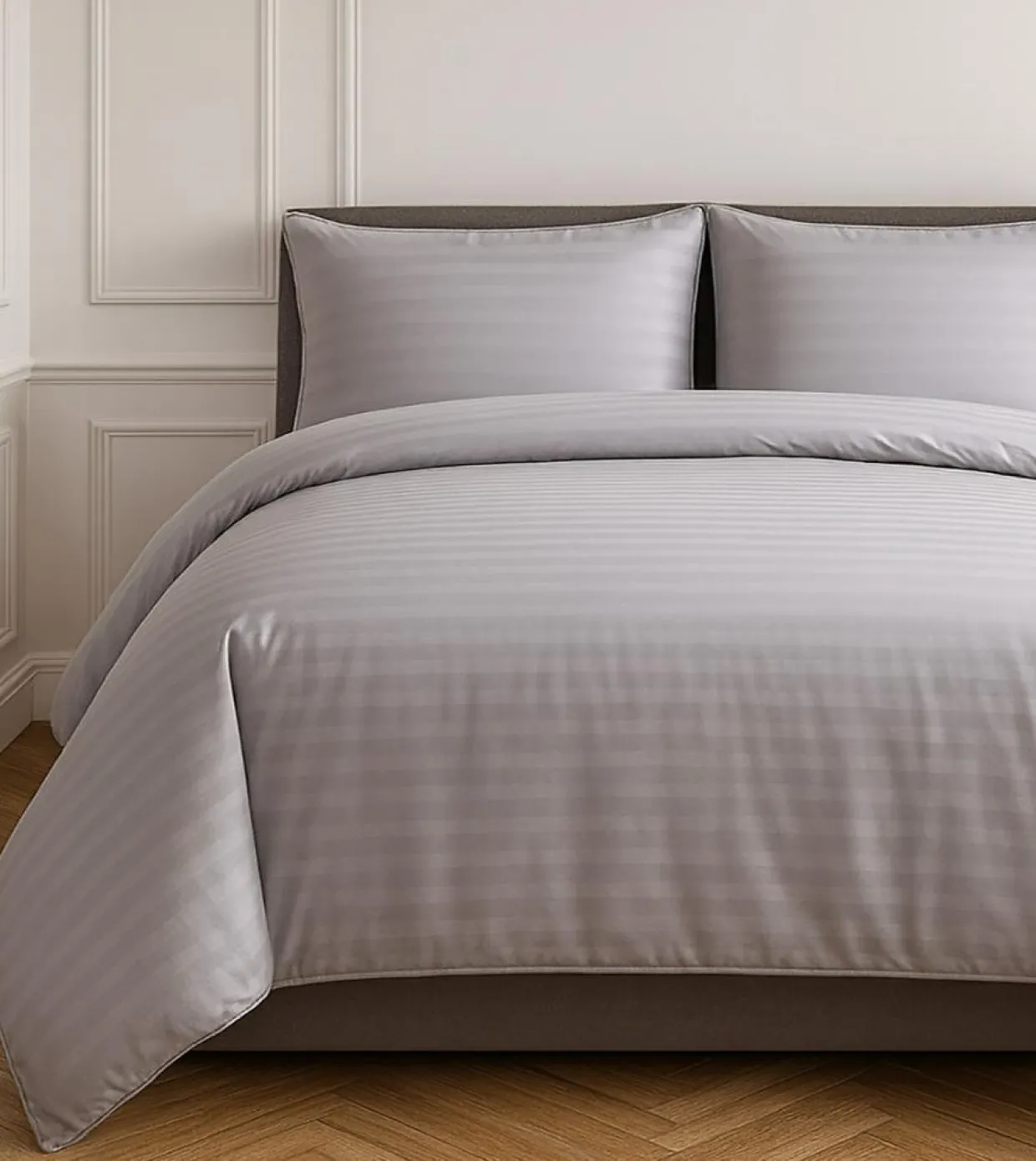 Home Collection Linge De Lit, Ensembles^Parure housse de couette 100% Satin de Coton gris clair