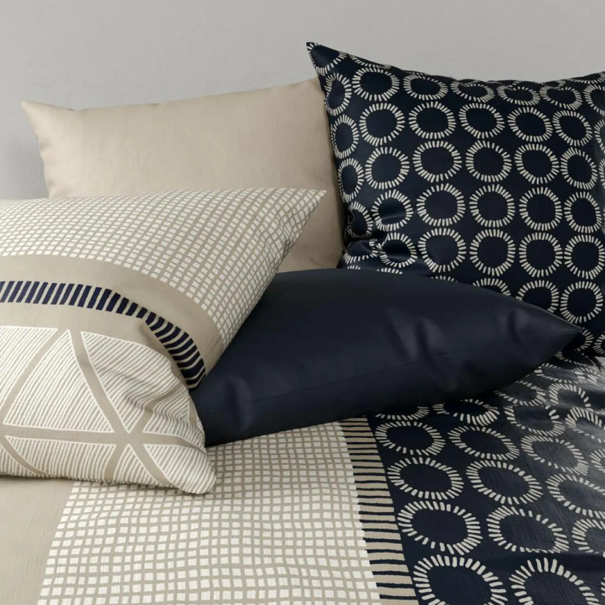 Atelier du Coton Linge De Lit, Ensembles^Parure housse de couette réversible Nairobi bleu/beige