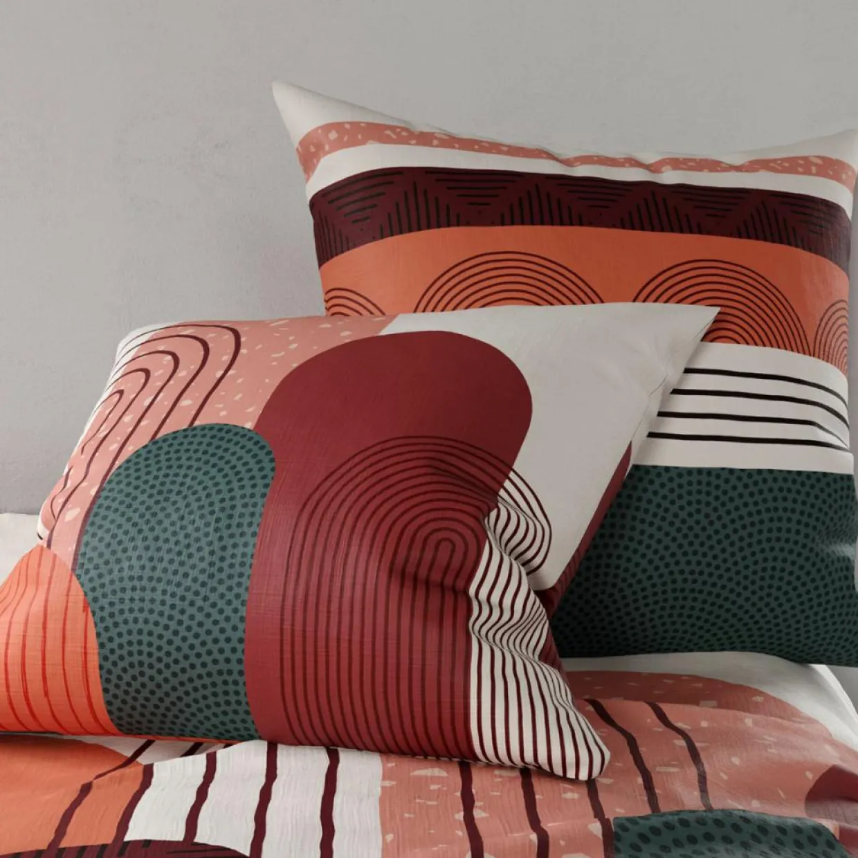 Parure housse de couette Galio rouge-My Home Collection Hot