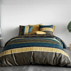 Parure housse de couette Qobe marron-Atelier du Coton Discount
