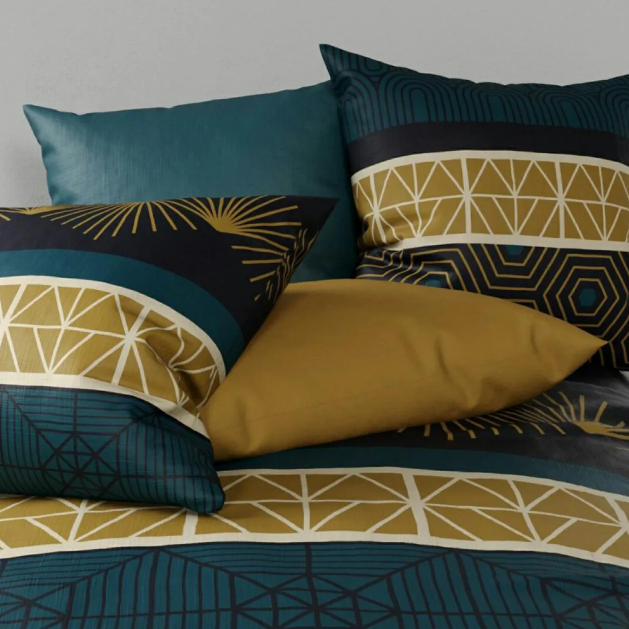 Parure housse de couette Qobe marron-Atelier du Coton Discount
