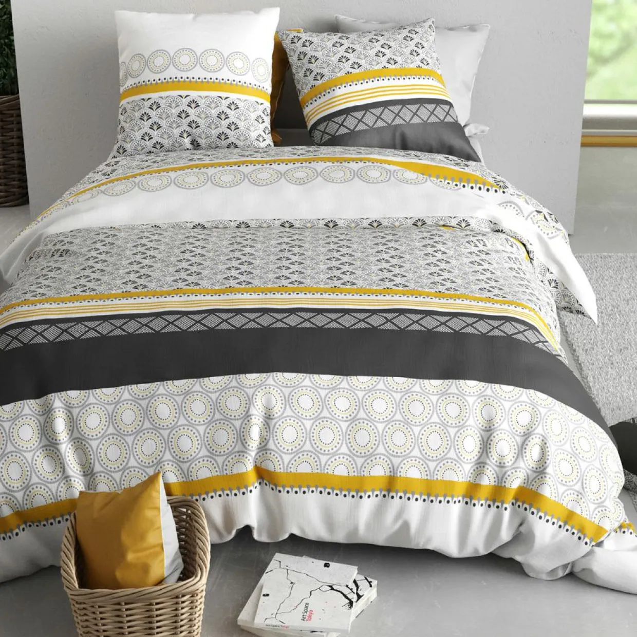 Parure Housse de Couette 3pcs 100% Coton 57fils spira-Atelier du Coton Clearance