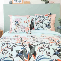 Parure housse de couette Satin de Coton bio Paya bleue-My Home Collection Best