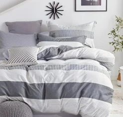 Parure housse de couette 100% Percale de Coton grise-Home Collection Sale