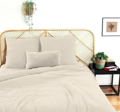 Home Collection Linge De Lit, Ensembles^Parure housse de couette 100% Gaze de Coton galet