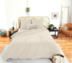 Home Collection Linge De Lit, Ensembles^Parure housse de couette 100% Gaze de Coton galet