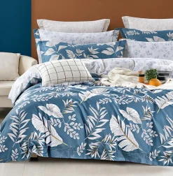 Home Collection Linge De Lit, Ensembles^Parure housse de couette en Coton bleue