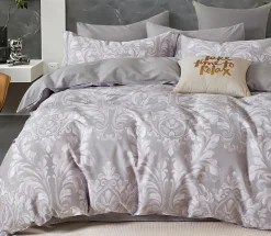 Parure housse de couette 100% Percale de Coton grise-Home Collection Outlet