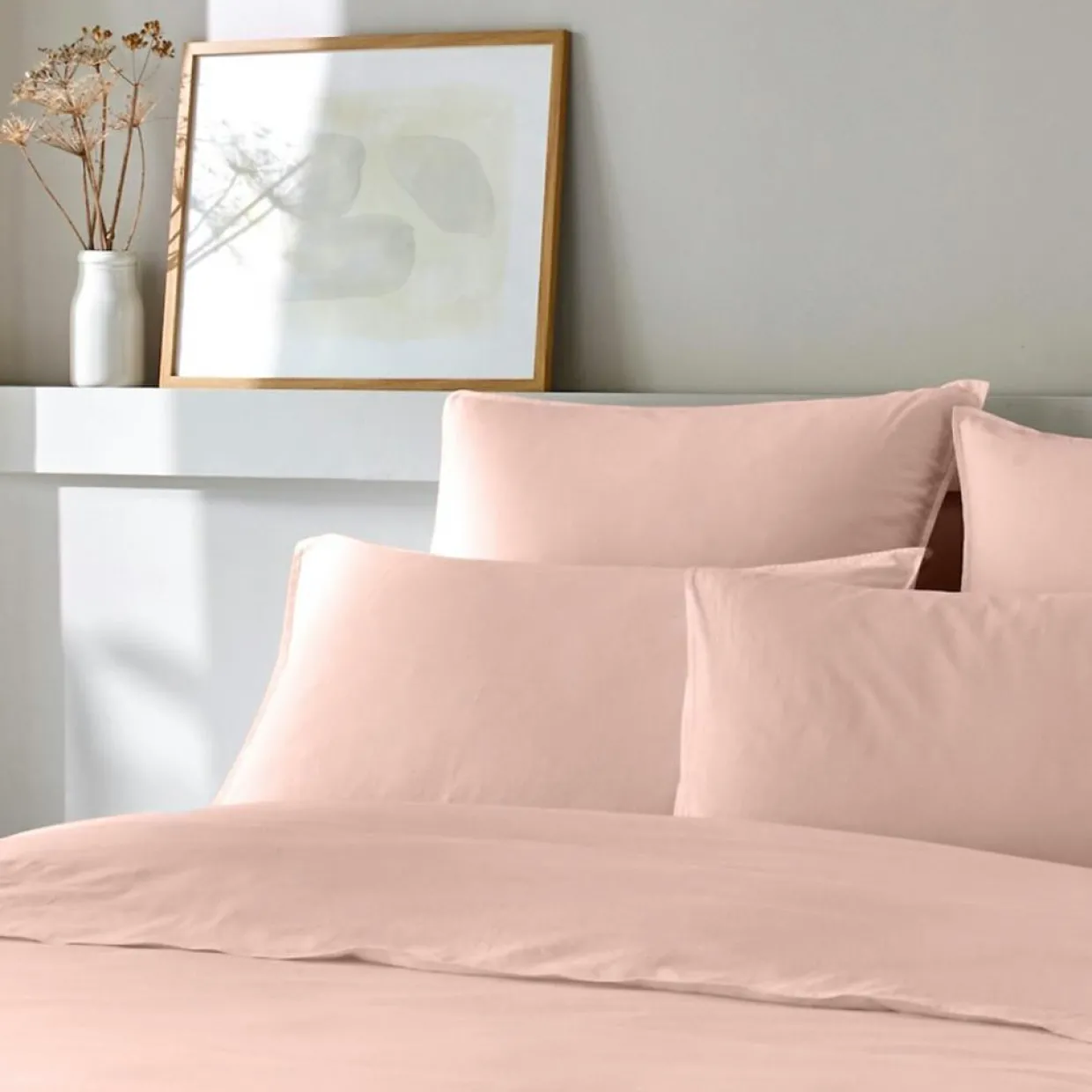Home Collection Linge De Lit, Ensembles^Parure Housse de Couette en Coton et Bambou rose