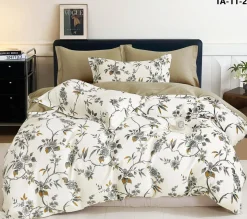 Home Collection Linge De Lit, Ensembles^Parure housse de couette 100% Percale de Coton écrue
