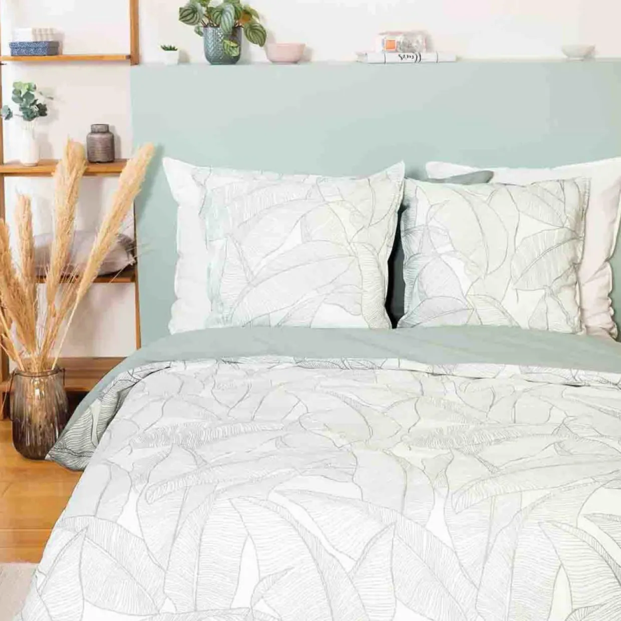 Parure housse de couette Lin & coton Pampelune blanche-Home Collection Best