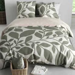 Parure housse de couette Nais grise - 240x220 cm-Home Collection Online