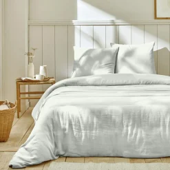 Parure housse de couette 100% double Gaze de coton blanche-Home Collection Best