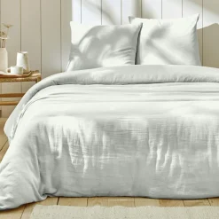 Parure housse de couette 100% double Gaze de coton blanche-Home Collection Best