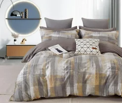 Home Collection Linge De Lit, Ensembles^Parure housse de couette 100% Percale de Coton grise