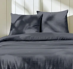 Parure housse de couette 100% Gaze de Coton bleu jean-Home Collection