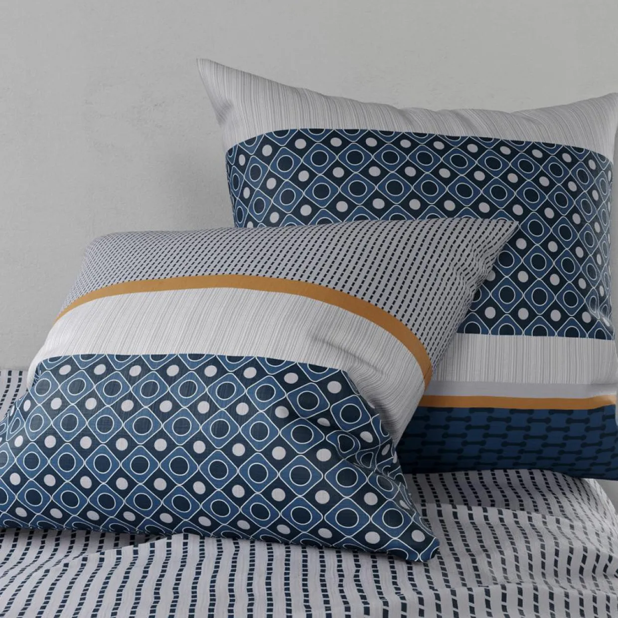 Parure housse de couette Zante bleue-Atelier du Coton