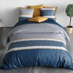 Parure housse de couette Zante bleue-Atelier du Coton