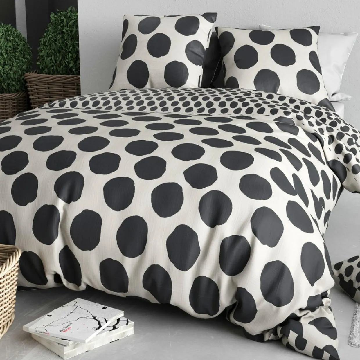 Parure housse de couette Nico noire - 240x220 cm-Home Collection Discount
