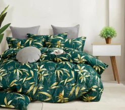Home Collection Linge De Lit, Ensembles^Parure housse de couette 100% Percale de Coton verte