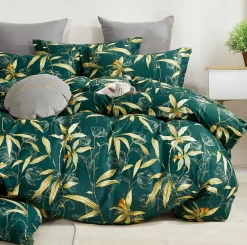 Home Collection Linge De Lit, Ensembles^Parure housse de couette 100% Percale de Coton verte
