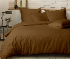 Home Collection Linge De Lit, Ensembles^Parure housse de couette 100% Percale de Coton ocre