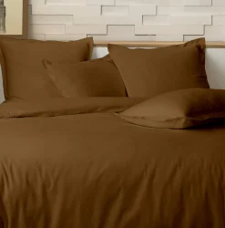Home Collection Linge De Lit, Ensembles^Parure housse de couette 100% Percale de Coton ocre