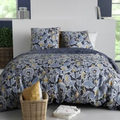 Parure housse de couette Penelope bleue-Home Collection Discount