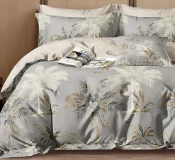 Parure housse de couette 100% Percale de Coton grise-Home Collection New