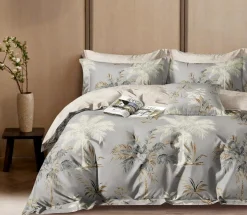 Parure housse de couette 100% Percale de Coton grise-Home Collection New