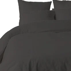 Parure housse de couette unie gris foncé-Blanc Passion New