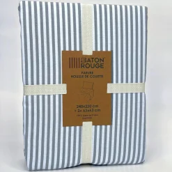 Parure Housse de Couette 100% Gaze de Coton Imprimé Laya blanc/gris-Baton Rouge