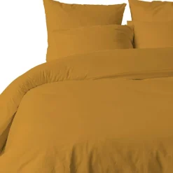 Parure housse de couette unie jaune safran-Blanc Passion Sale