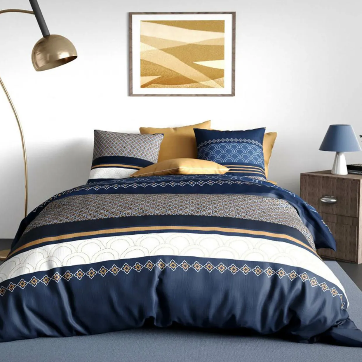 My Home Collection Linge De Lit, Ensembles^Parure housse de couette Kalypso bleue