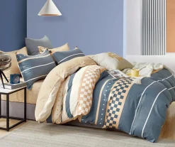 Home Collection Linge De Lit, Ensembles^Parure housse de couette 100% Percale de Coton bleue