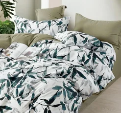 Home Collection Linge De Lit, Ensembles^Parure housse de couette 100% Percale de Coton verte