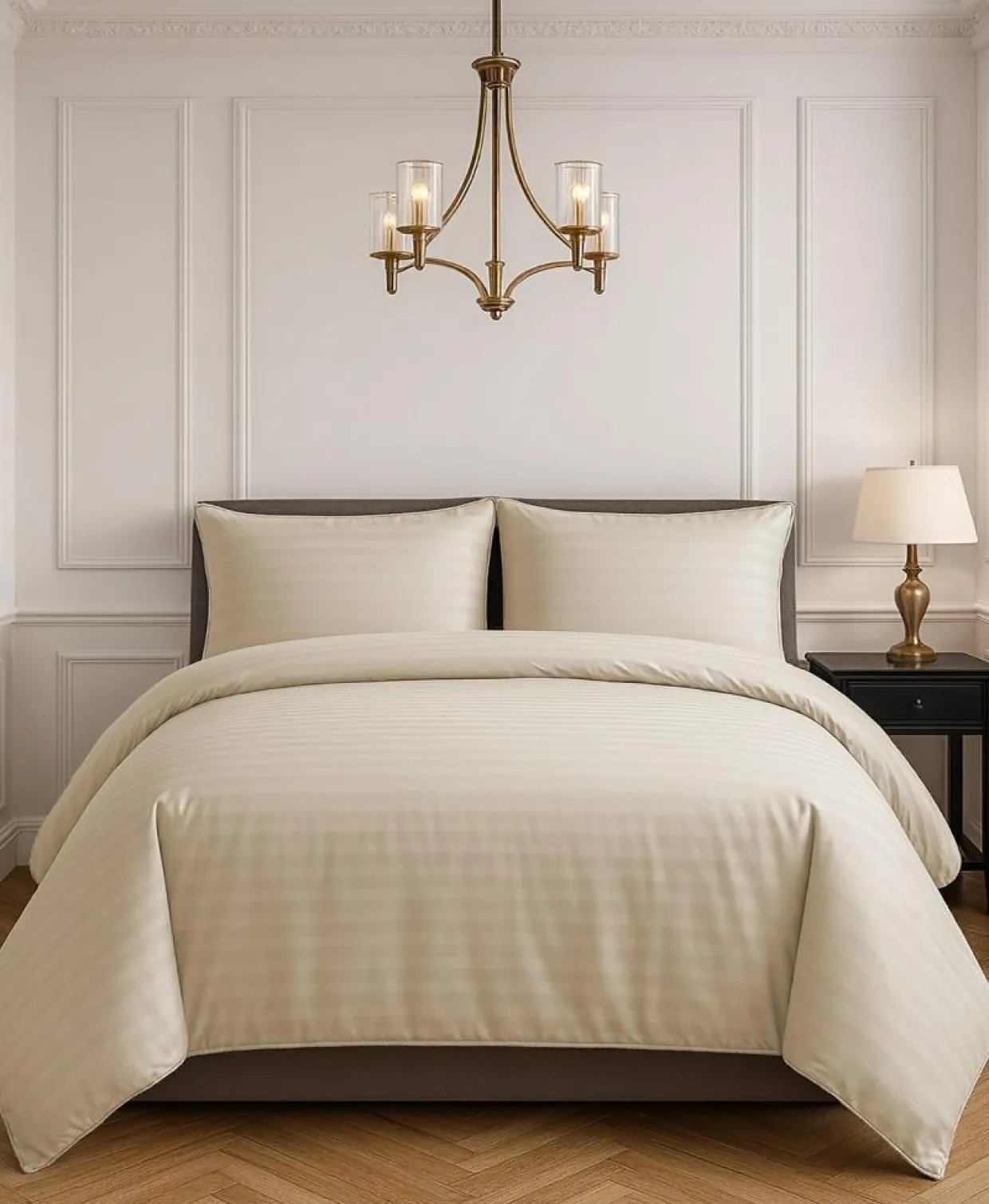 Home Collection Linge De Lit, Ensembles^Parure housse de couette 100% Satin de Coton taupe