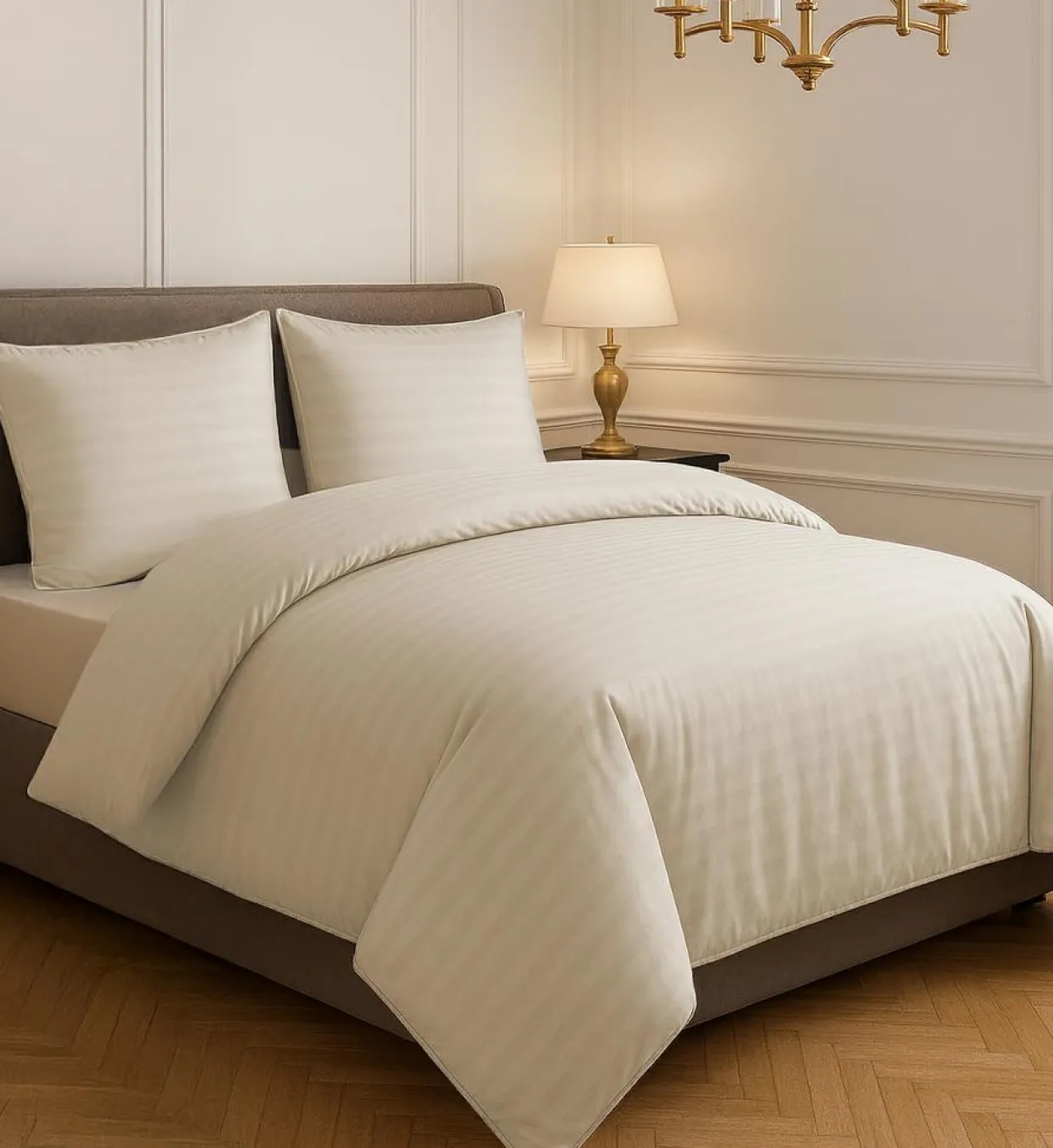 Home Collection Linge De Lit, Ensembles^Parure housse de couette 100% Satin de Coton taupe