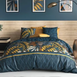 Ateliers du Linge Linge De Lit, Ensembles^Parure housse de couette Salva bleue