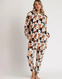 Femme Admas Lingerie, Nuit^Peignoir à capuche Family Bear Family C marron