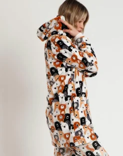 Femme Admas Lingerie, Nuit^Peignoir à capuche Family Bear Family C marron