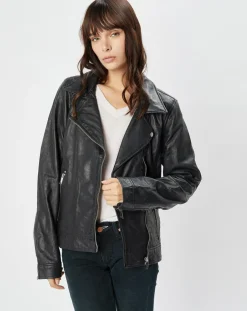 Perfecto en Cuir Afida noir-Chyston New