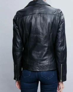 Perfecto en Cuir Alexine noir-Chyston Sale