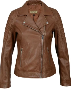Femme Chyston Vestes, Blousons^Perfecto en Cuir Brithney cognac