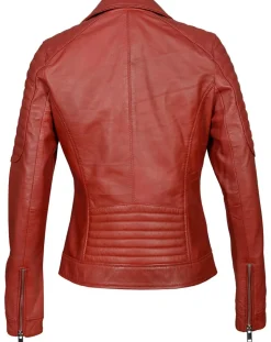Femme Chyston Vestes, Blousons^Perfecto en Cuir Brithney rouge