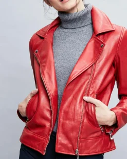 Perfecto en Cuir Deborah rouge-Chyston Hot